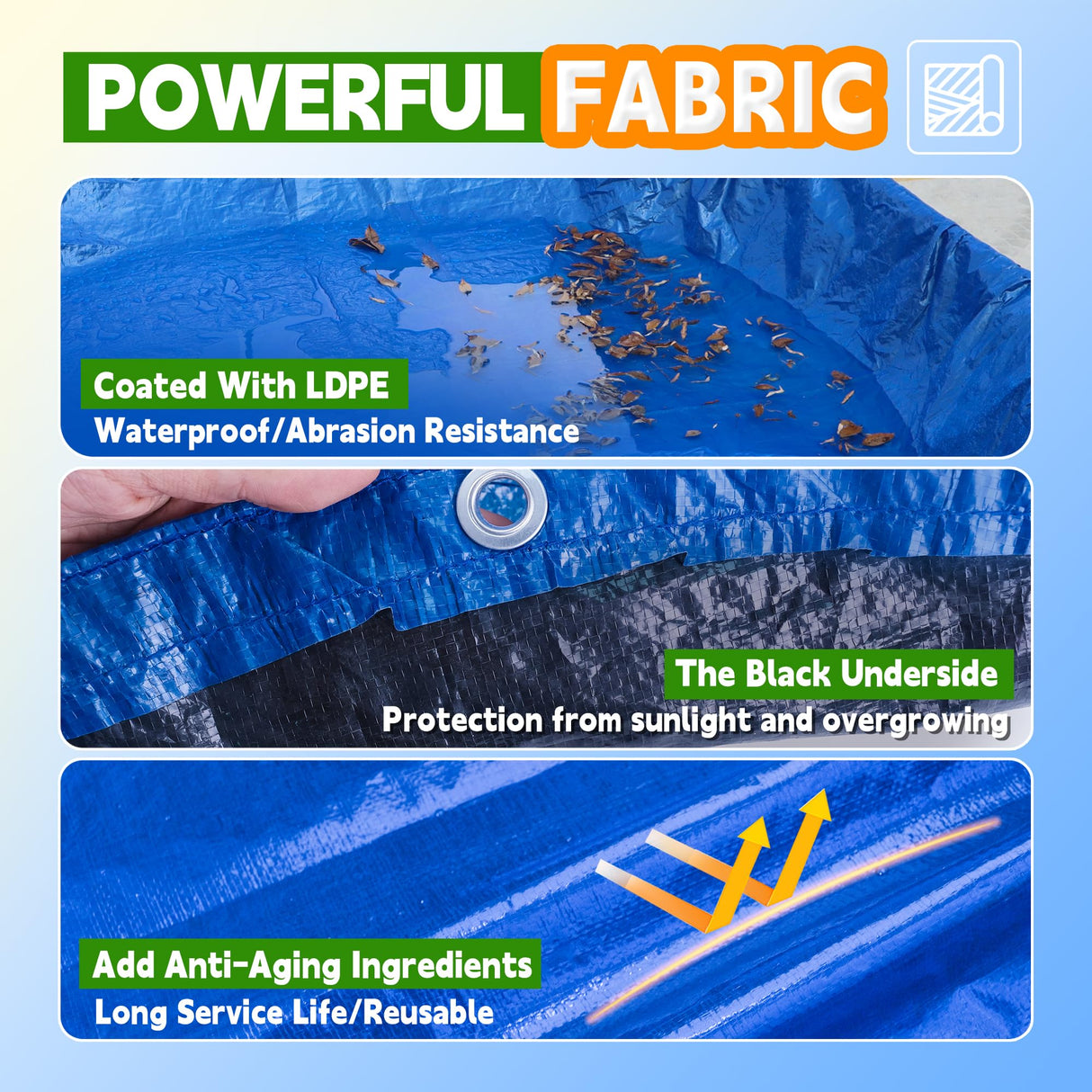 20Ft Pool Cover for(16Ft) Above Ground Pool, Heavy Duty Above Ground Pool Cover Includes Winch and Cable,Winter Pool Cover Strength&Durability,UV Protection, Blue/Black(Cover Only) RAINDEWAY