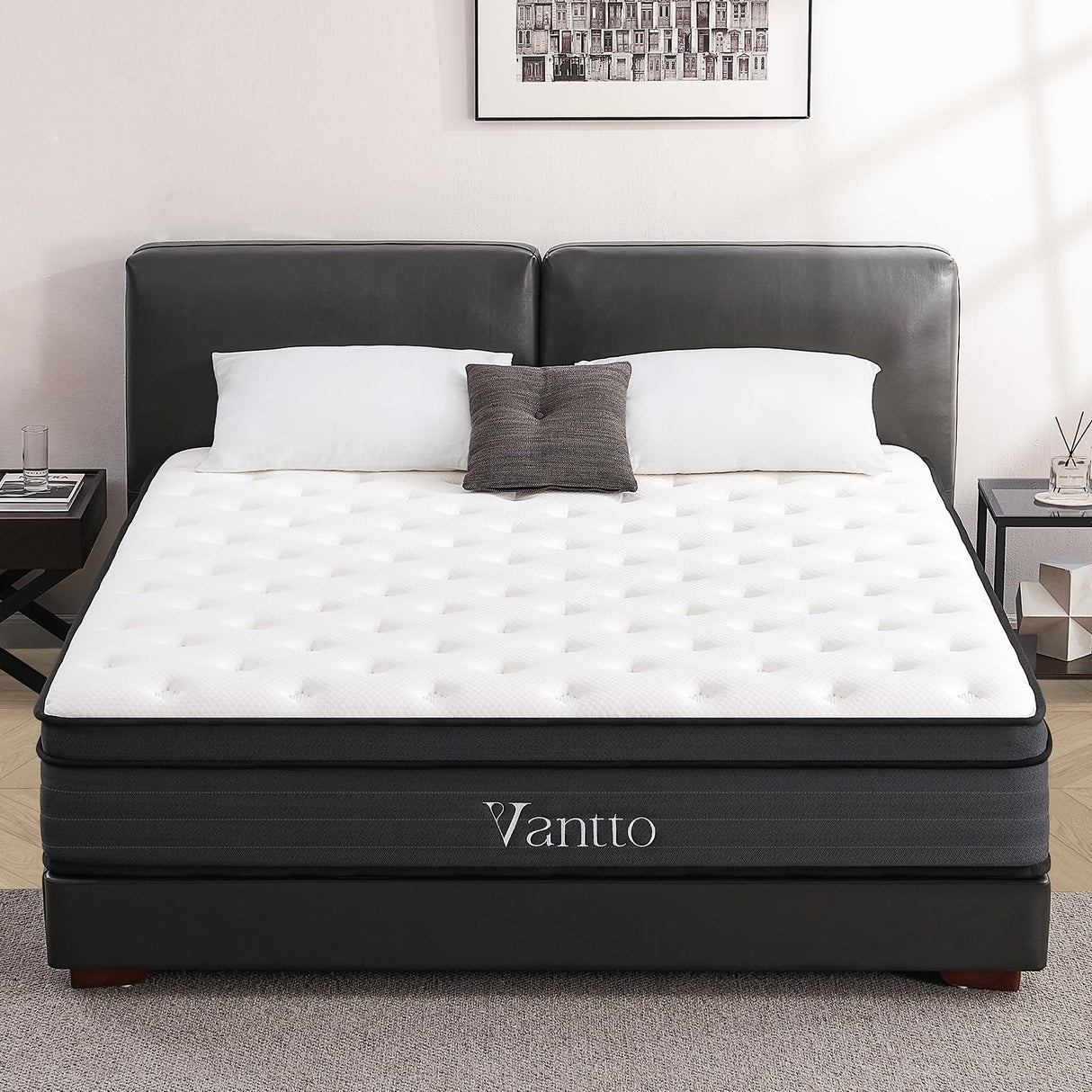 Vantto King Size Mattress, 14 Inch Hybrid Memory Foam King Bed Mattress with Pocket Springs for Motion Isolation Pressure Relief, CertiPUR-US Vantto