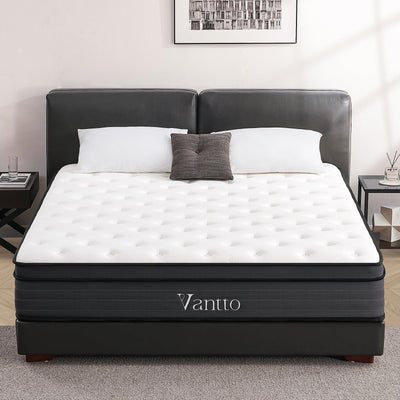 Vantto Queen Size Mattress, 14 inch Hybrid Memory Foam Queen Bed Mattress in a Box, Pocket Spring for Motion Isolation, Pressure Relief, Silent Sleep, CertiPUR-US