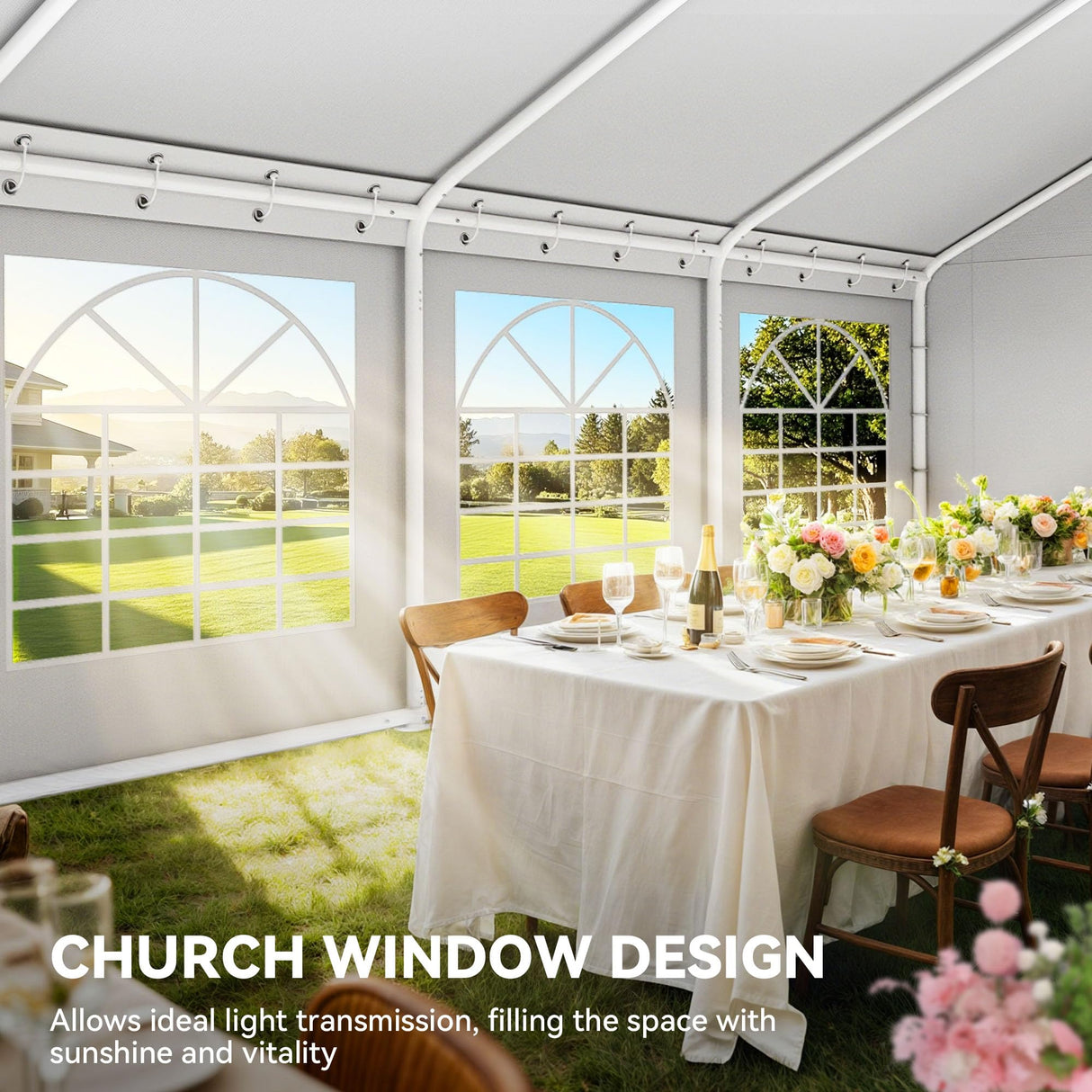 YITAHOME 20x30 ft Party Tent Heavy Duty Outdoor Wedding Event Shelters Upgraded Galvanized Canopy with Large White Roof, Removable PVC Sidewalls & 3 Storage Bags YITAHOME