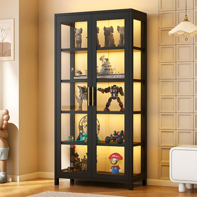5-Tier Display Cabinet with Glass Doors, 67" Metal Curio Cabinet with 4 Adjustable Shelves for Collectibles, Toy Organizers Cabinet & Glass Display Case for Home, Office, Playroom, Living Room