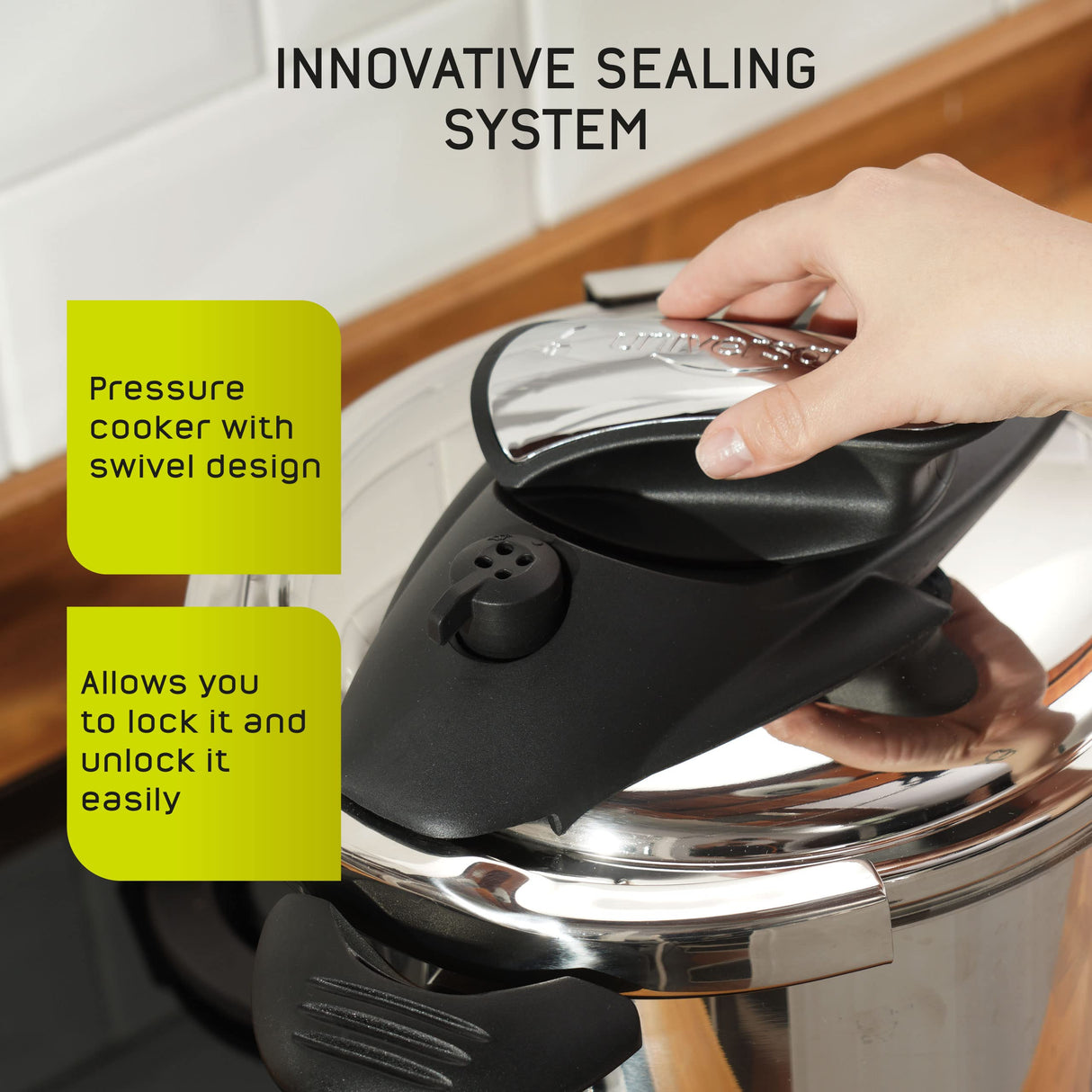 Universal 6.3 Quart / 6 Liter Stainless Steel Easy Use Pressure Cooker + Extra Glass Lid, Induction Compatible, Pressure Cooker & Multipurpose Pot, 7 servings, Pressure Canner universal