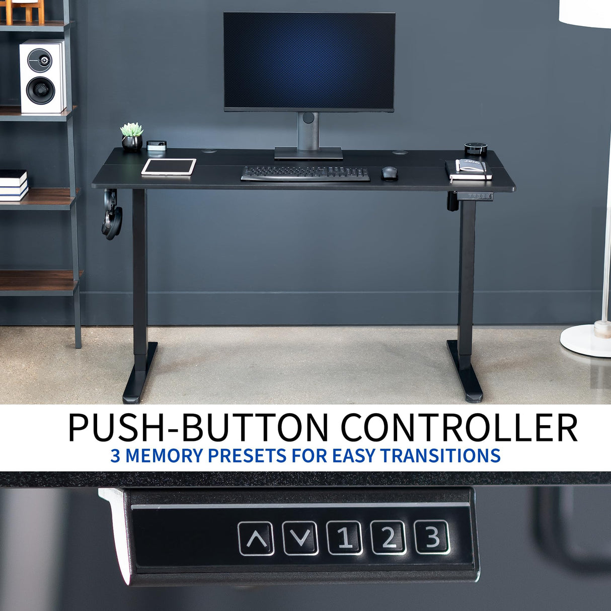 VIVO Electric 55 x 24 inch Stand Up Desk, Complete Height Adjustable Standing Home & Office Workstation with Memory Controller, Black Top, Black Frame, DESK-E155TB VIVO