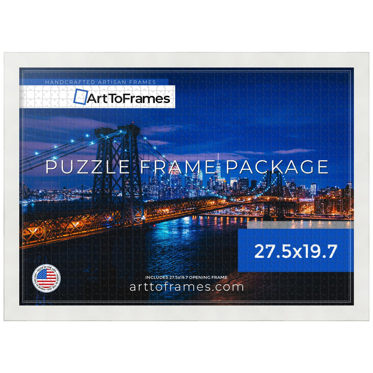 ArtToFrames 27.5x19.7 INCH/70x50 CM White Frame for 1000 Piece Puzzles.This 1.25 Inch Custom MDF Puzzle Frame is White - Comes with Economy Acrylic (Puzzle5179-27.5x19.7) ArtToFrames