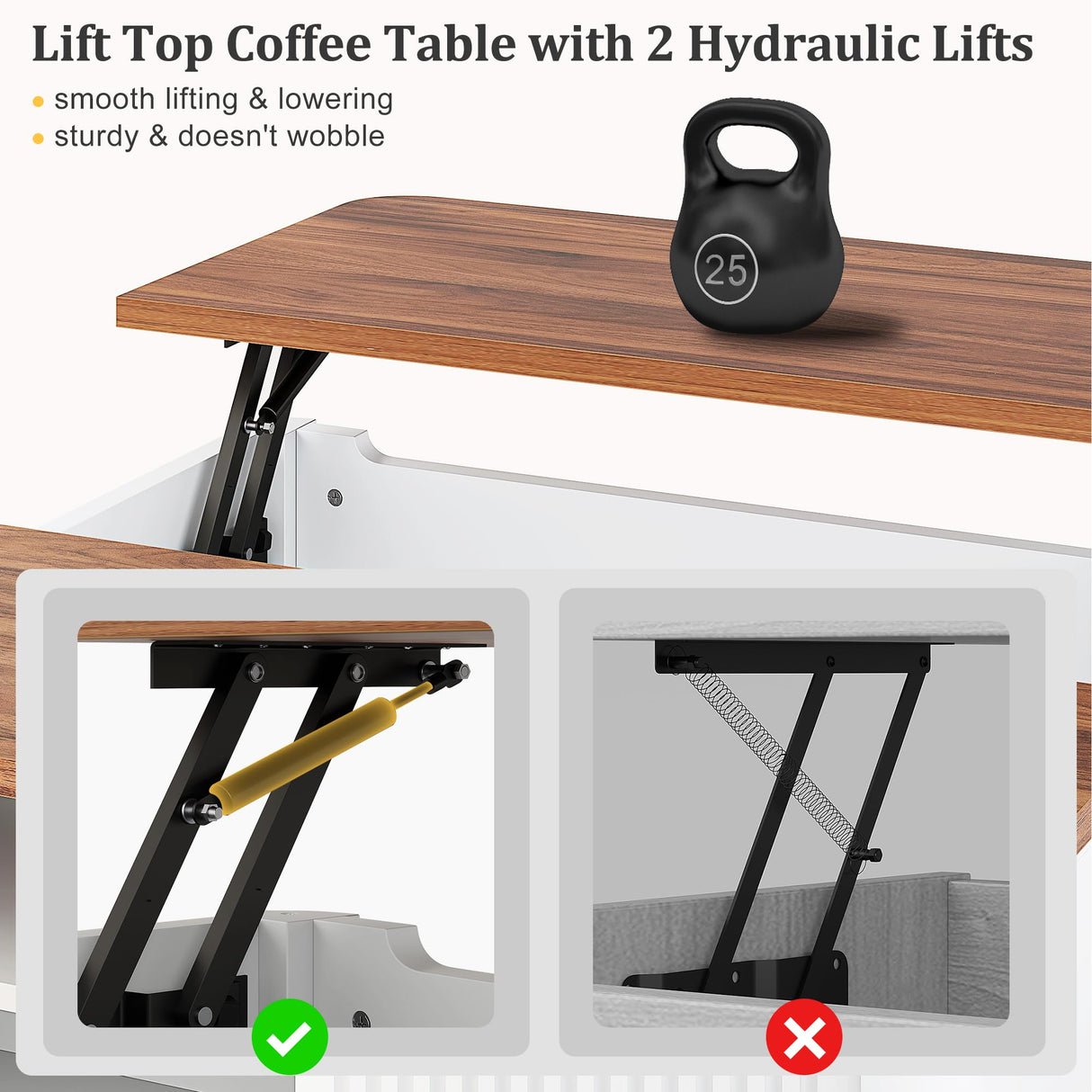 Decofy Lift Top Coffee Table with Storage, 31.5" Mid Century Modern Square Coffee Tables for Living Room, Large Hidden Storage Compartment, Adjustable Shelves & Sliding Door, White Decofy