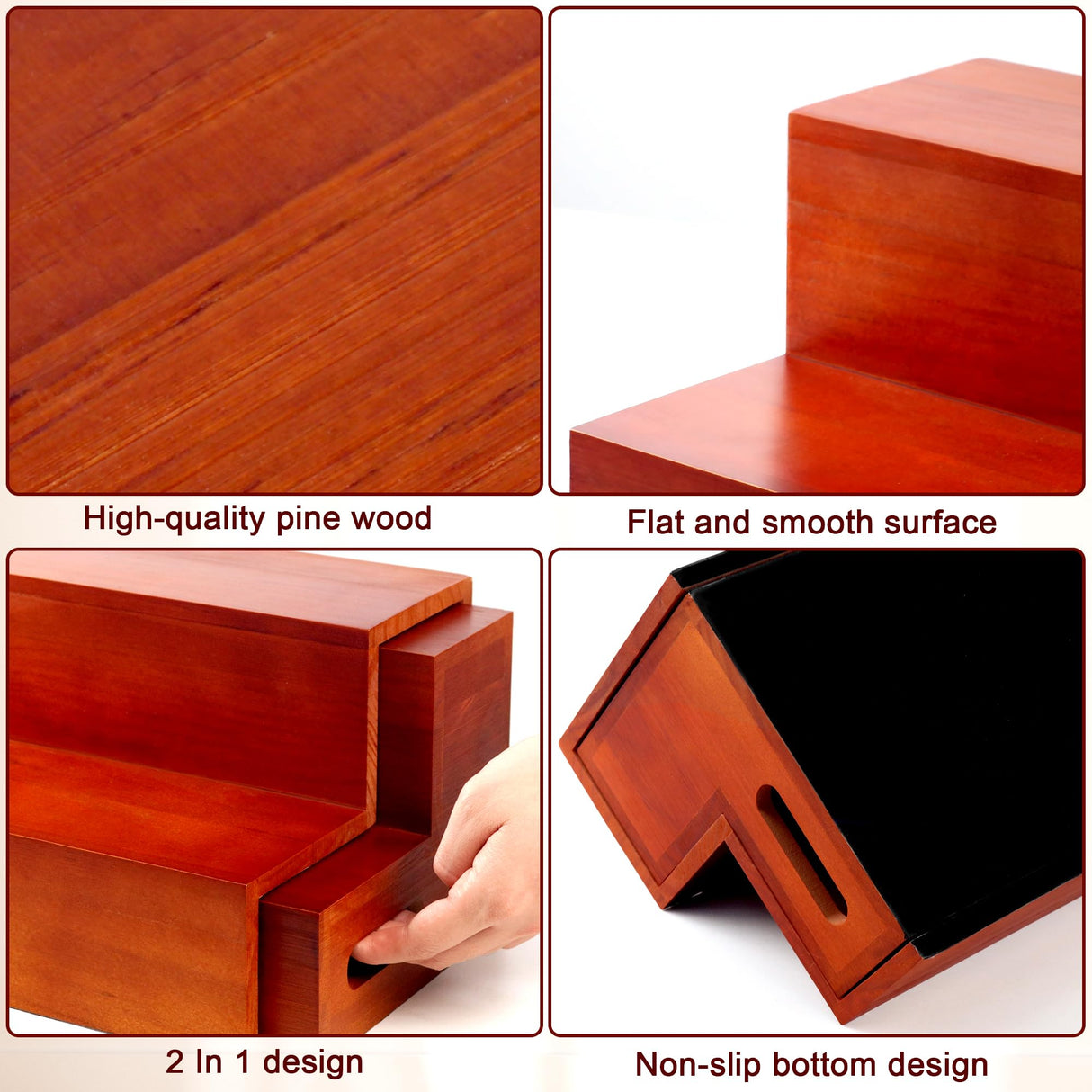 Alytree Expandable Liquor Bottle Display Shelf,2 Pack bar Shelves for Liquor Bottles, 2 Tier bar Bottle Display Shelf, Real Wood Liquor Shelf for Home Bar Alytree