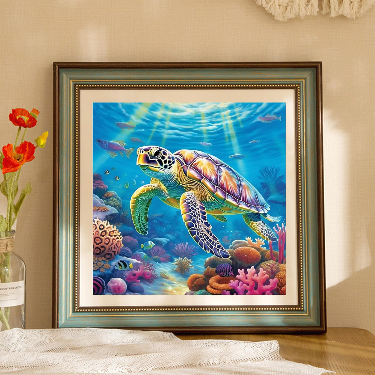 Sea Turtle Diamond Painting Kits for Adults, Sea Turtle Diamond Art Kits for Adults, DIY 5D Diamond Painting Kits for Beginners Home Wall Decor Gift Mandun