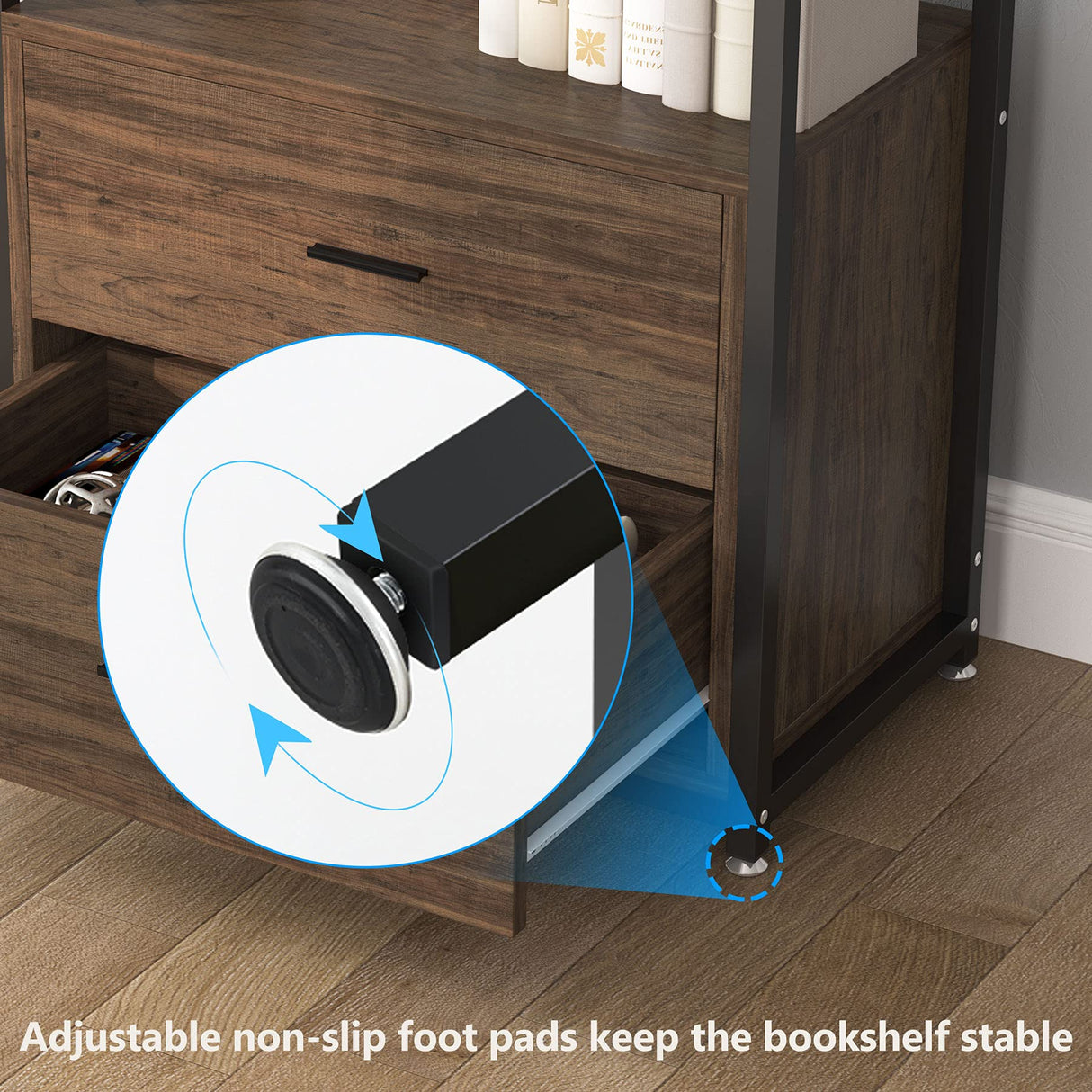 Rustic Industrial Etagere Bookcase with Drawers by Tribesigns Tribesigns