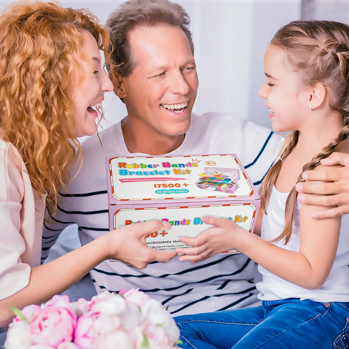 INSCRAFT 17500+ Rubber Loom Bands with 3 Layer Container, 28 Colors, 600 S-Clips, 352 Beads, 40 Cartoon Pendant, Bracelet Making Refill Kit for Kids INSCRAFT