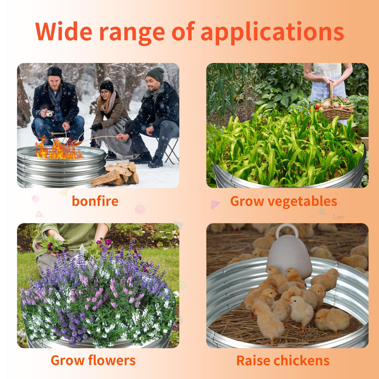 YSEJOMP 48 Inch Round Galvanized Fire Pit Ring/Fire Ring - Foldable and Perfect for Outdoor Gatherings and Campfires in The Yard/Garden/Park/Beach (4 FT Diameter, Silver) YSEJOMP