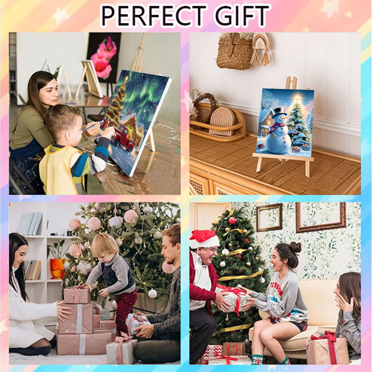 Arttoplus 4 Pack Framed Paint by Numbers Kit for Adults Beginners-DIY Christmas Adult Paint by Number Kits on Canvas Framed, Acrylic Oil Painting Kits for Adults for Gift Home Decor(8x12inch) Arttoplus