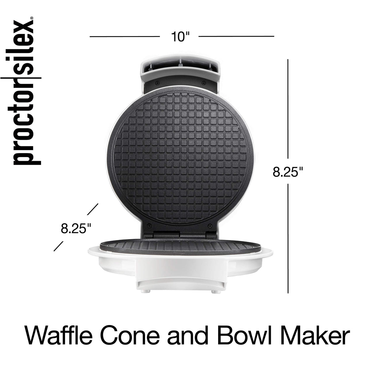 Proctor Silex Waffle Cone and Ice Cream Bowl Maker with Browning Control, Shaper Roller and Cup Press, 7.5” Nonstick Plates, White (26410) Proctor Silex