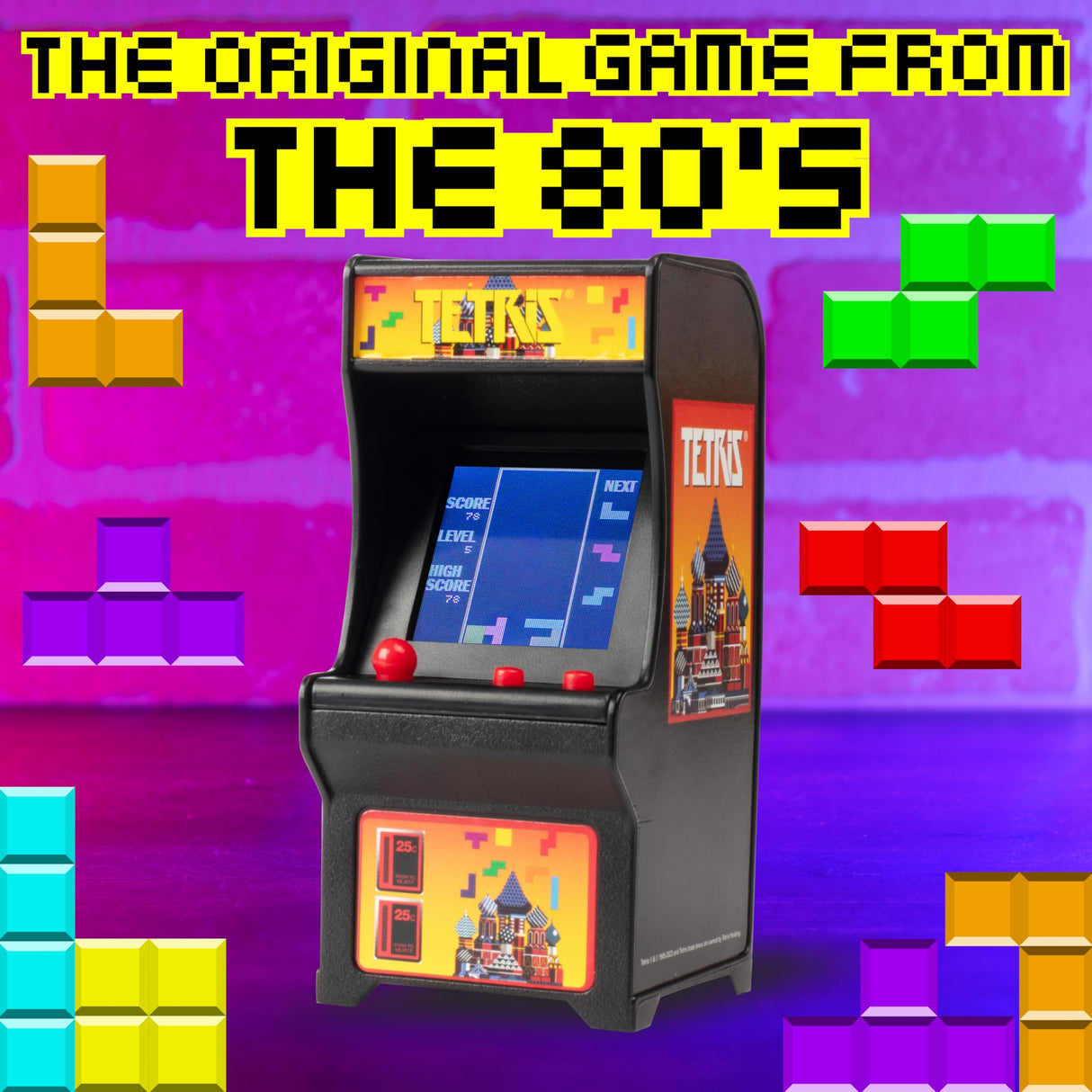 Tiny Arcade Tetris Mini Retro Game (3.5"): Playable Handheld Arcade Machine w/ Real Gameplay & Sound - Classic 1980's Video Game (Ages 8+) TINY ARCADE