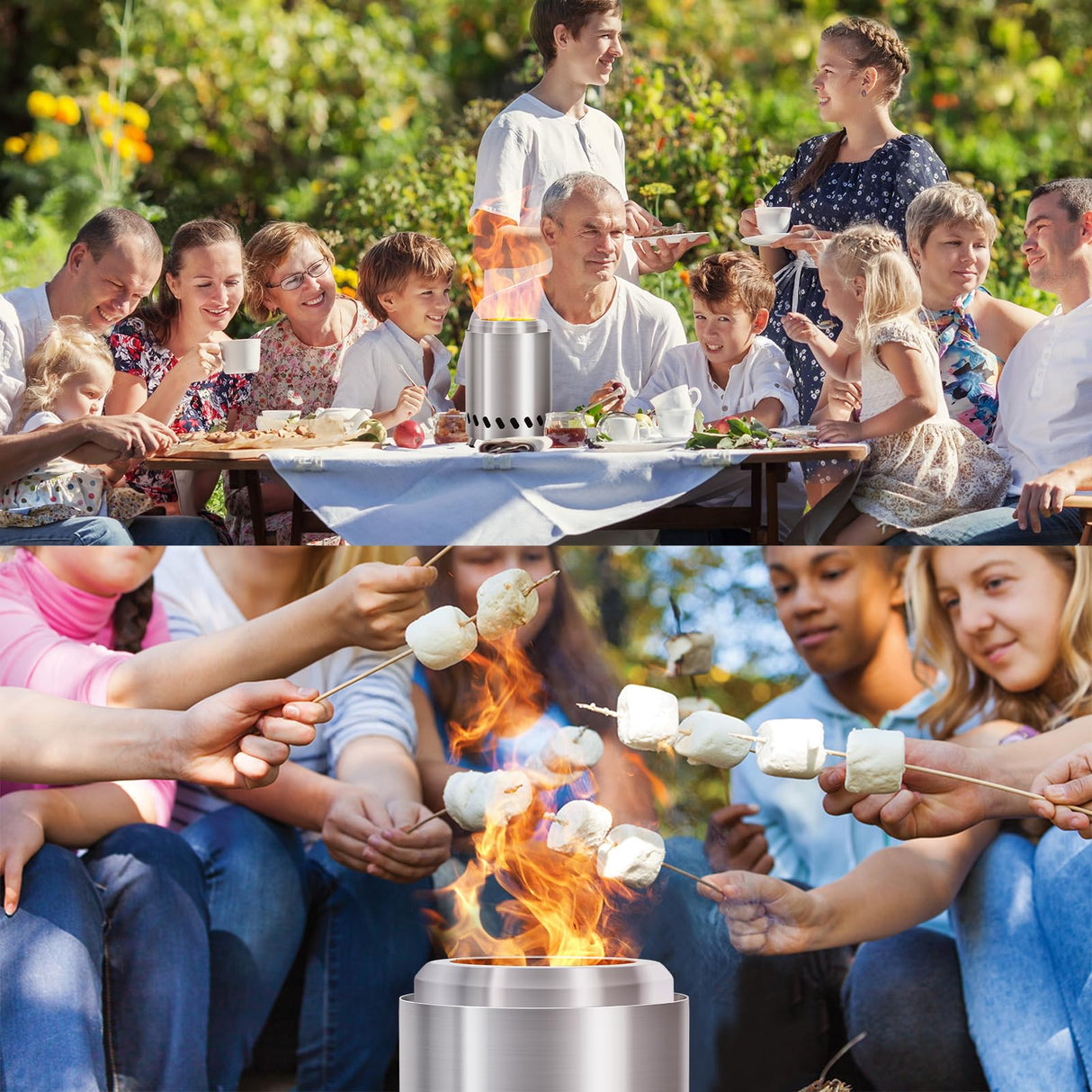 HGD Tabletop Fire Pit, Smokeless Firepit Outdoor, Mini Fire Pit for with Carry Bag for Camping Backyard Patio Garden Picnic,Silver HGD