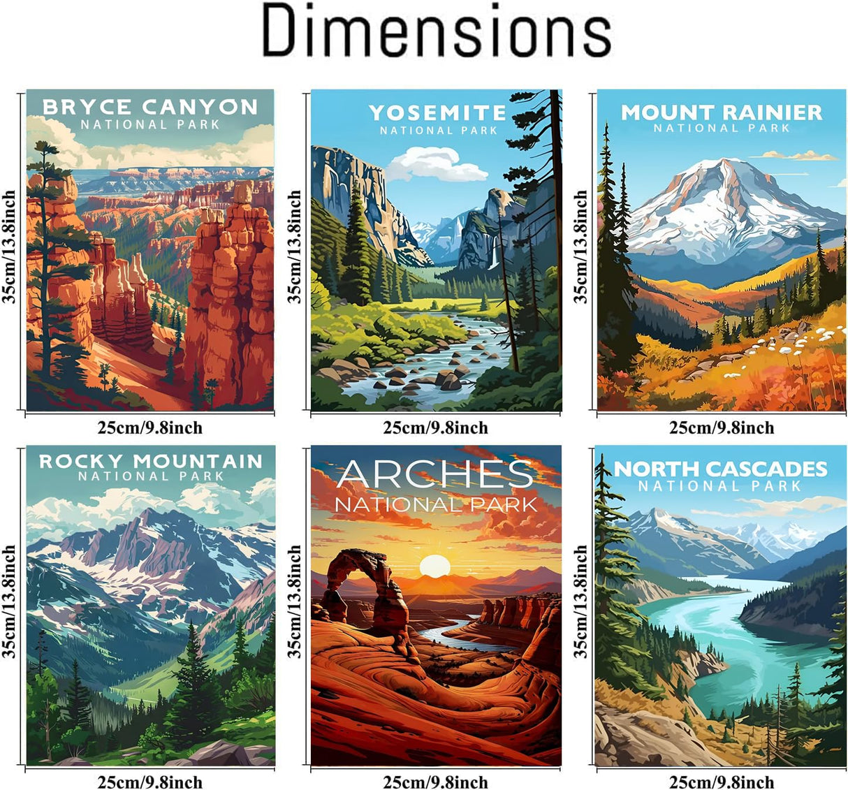 AOSGEDY 6 Pack Paint by Numbers Kit for Adults Beginner, National Park Adult Paint by Number Kits on Canvas Without Frame, DIY Landscape Painting with Numbers Craft for Home Decor 10x14 Inch AOSGEDY