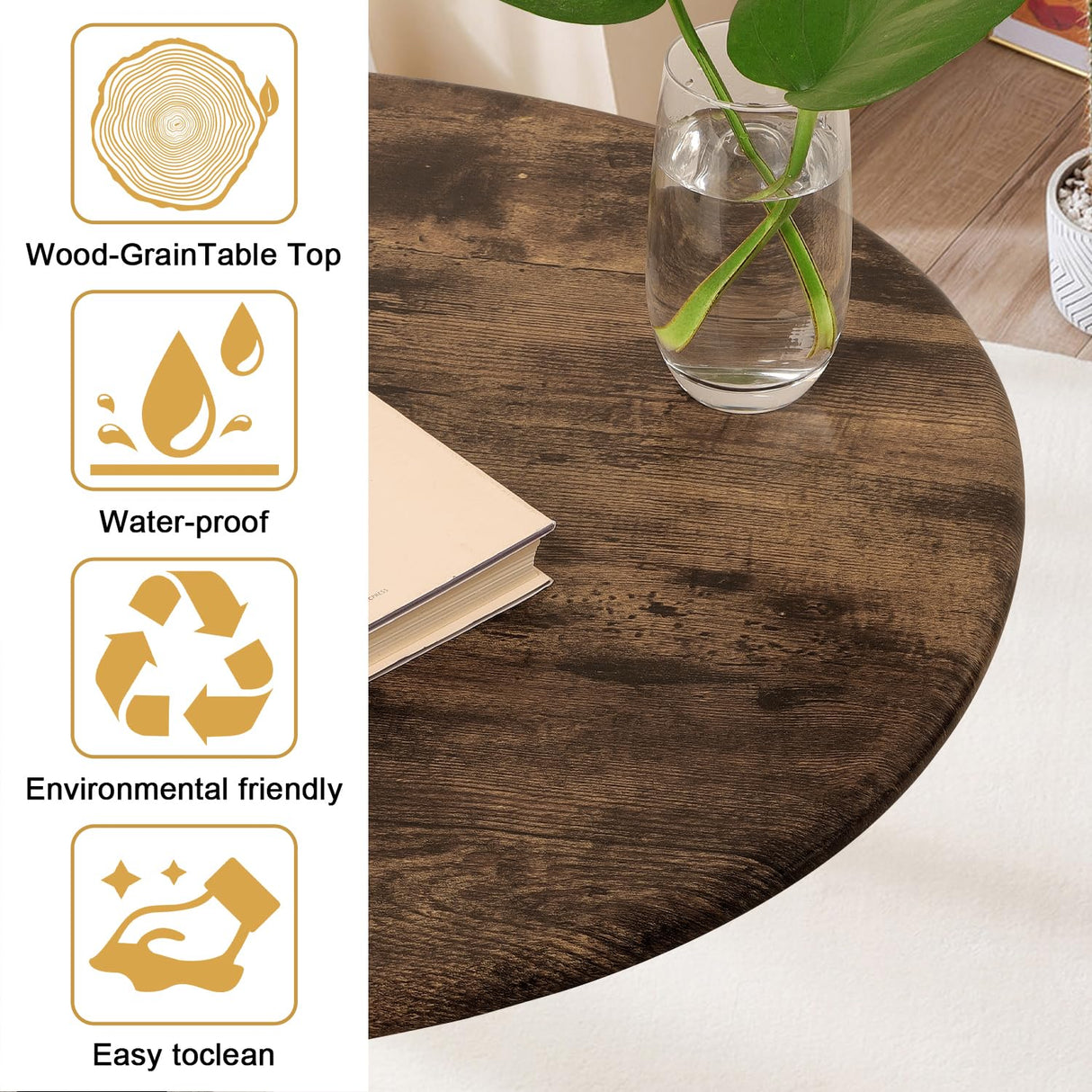 Modern Coffee Table for Living Room Small Mid Century Coffee Table Rustic Oval Coffee Tables Retro Accent Sofa Center Tables for Living Room Easy Assembly 22" D x 43" W x 18" H WDSHIYI