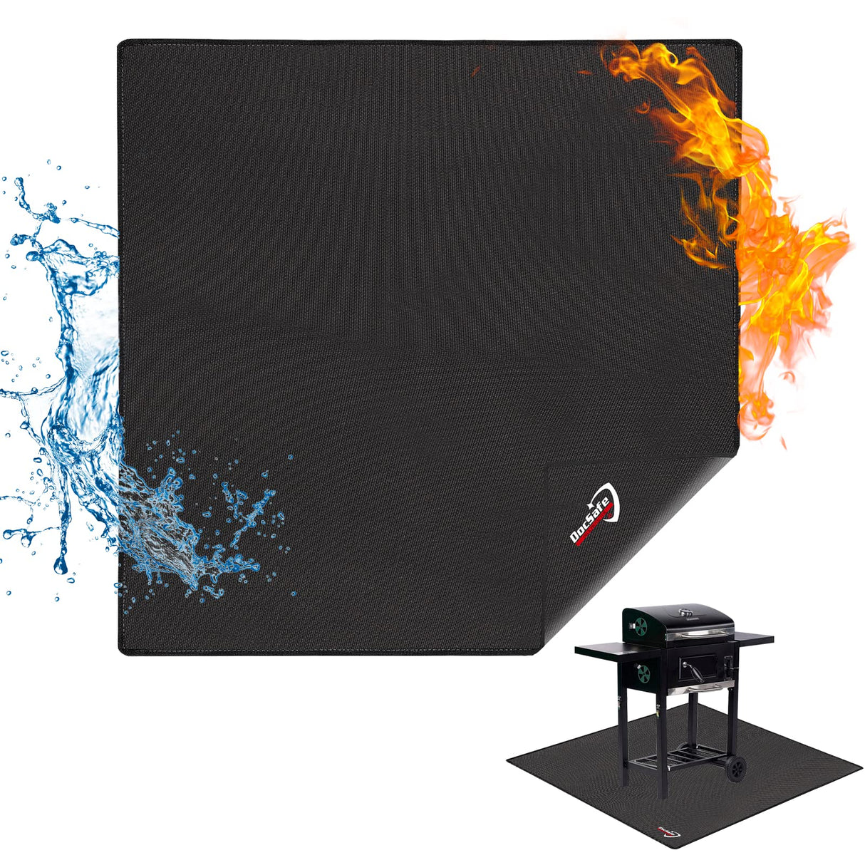 DocSafe Large Under Grill Mat 48" Square Fire Pit Mat,4 Layers Fireproof Mat Grill Pads Protect for Deck,Patio,Outdoor Charcoal,Smokers,Wood Floor,Indoor Fireplace Mat,Reusable Oil-Proof&Waterproof DocSafe