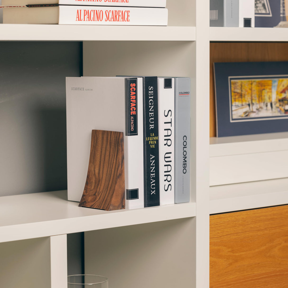 TILISMA Bookends, Walnut Wood with Metal Base - 2 Handmade Book Holders for Heavy Books - Decorative Accessories for Bookshelf Organization and Display TILISMA