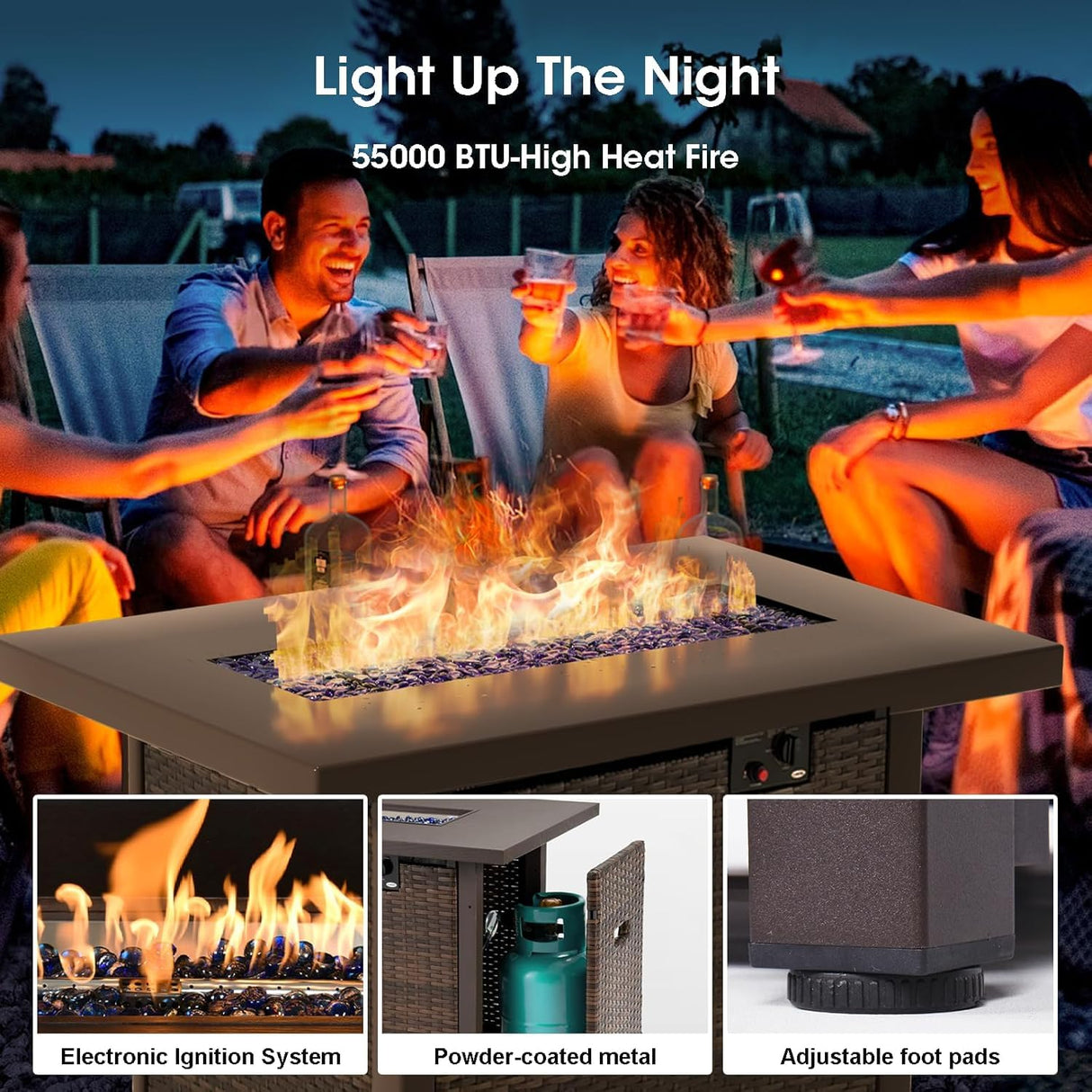 gaildon 7 Piece Patio Furniture Set with 42" Fire Pit Table Outdoor Sectional Conversation Sofa Set with Coffee Table and Comfortable Cushions, Grey gaildon