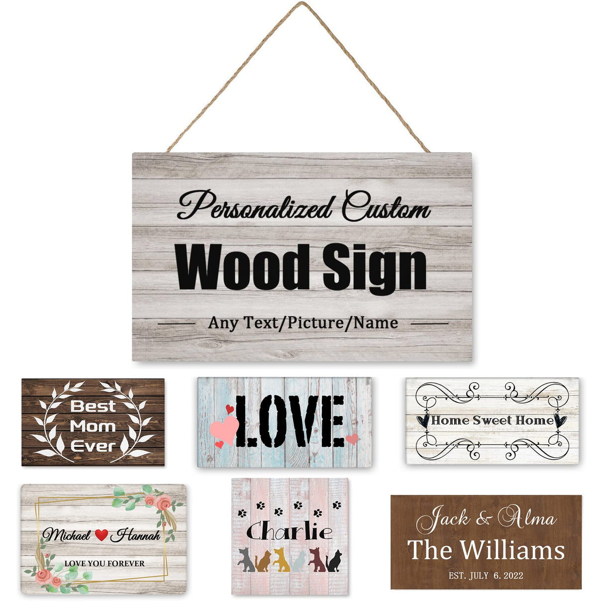 Custom Rustic Wood Sign Personalized Wooden Hang Wall Art Home Decor for Outdoor Family Name Wedding Anniversary Welcome Sign Housewarming Gifts 9.8"X15.7"(25x40cm) AXKEUDO