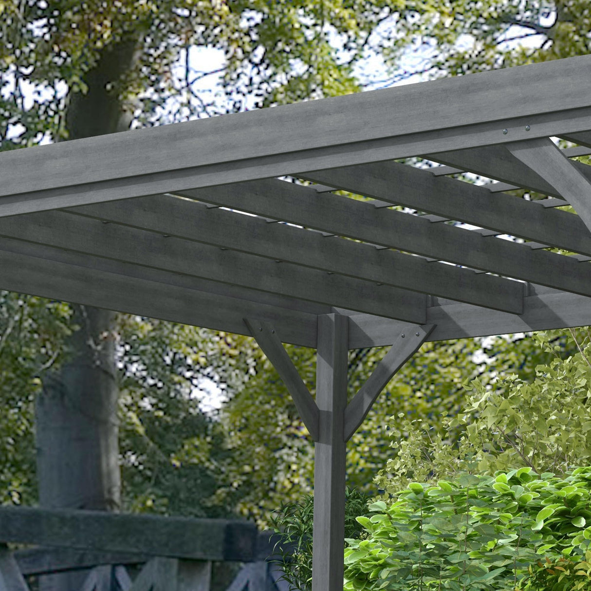 Outsunny 10' x 12' Outdoor Pergola, Wood Gazebo Grape with Concrete Anchors for Climbing Plant Support at Garden, Patio, Backyard, Deck, Gray Outsunny