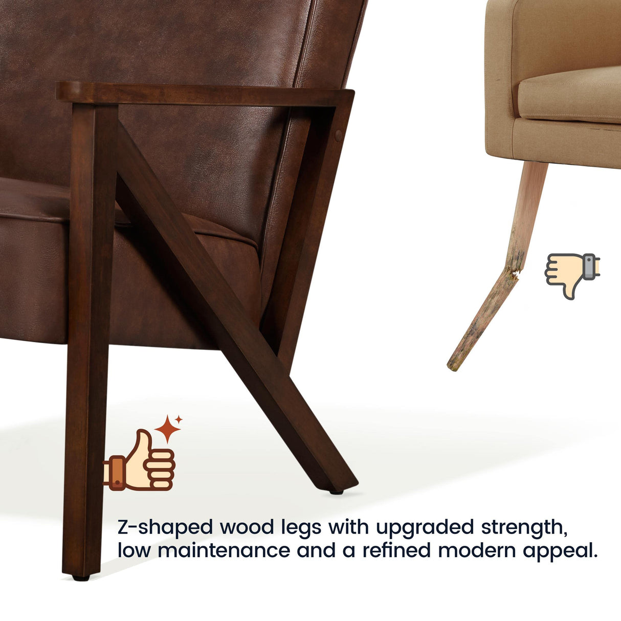 Yaheetech Accent Chair, Armchair with Strong Wood Frame, PU Leather Modern Retro Lounge Chair for Living Room/Lounge/Office/Reception Area, 2 Pieces, Dark Brown Yaheetech