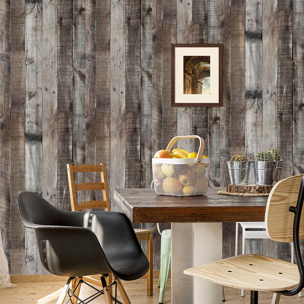 Livebor Gray Shiplap Peel and Stick Wallpaper Wood Contact Paper 17.7”x 590.5” Distressed Wood Wallpaper Peel and Stick Wooden Wall Gray Contact Paper Rustic Shiplap Plank for Walls and Countertops Livebor