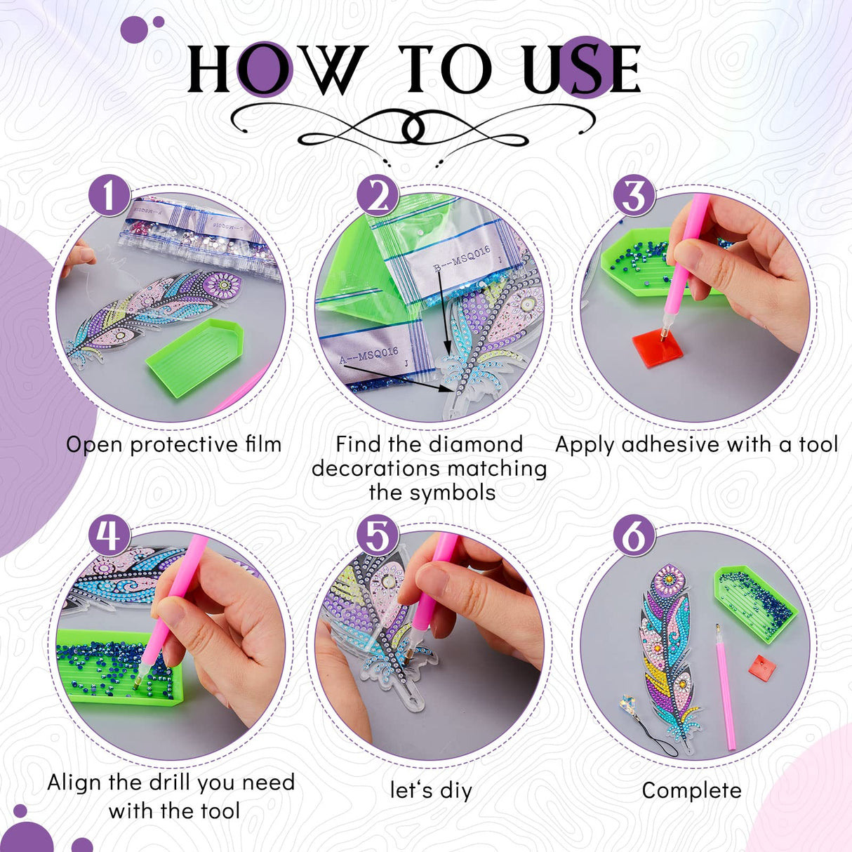 12 Pcs 5d Diamond Painting Bookmarks for Adults, DIY Acrylic Diamond Art Feather Bookmarks Gifts for Book Lovers, Read and Crafts Lovers School Library Book Club Gift Supplies Henoyso