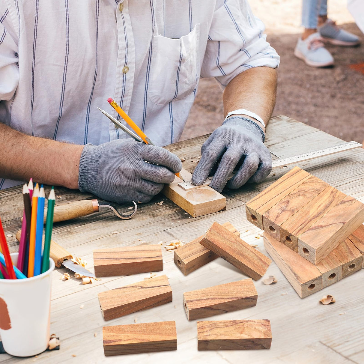 DoubleFill 20 Pcs Pre Drilled 7mm Olive Wood Pen Blanks for Woodturning Pen Turning Kit for Pen Making Supplies DIY Crafts, 2 1/2" x 3/4" x 3/4" DoubleFill