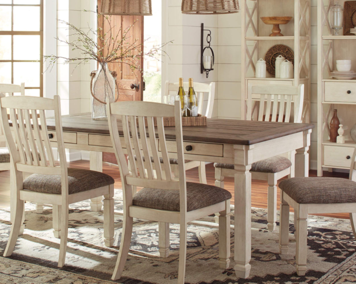 Signature Design by Ashley Bolanburg Farmhouse Dining Table with Drawers, Seats up to 6, Whitewash Signature Design by Ashley