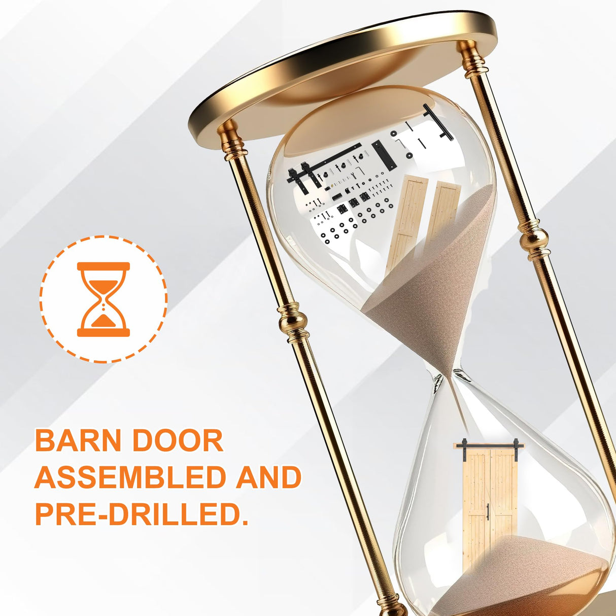 SKYSEN 36" X 84" Bifold Barn Door with 40" Bifold Barn Door Hardware Kit, Including Handle and Pulls, Unfinished Solid Spruce Wood Panel, Pre-Drilled and Assembled(36 * 84-40-fold) SKYSEN