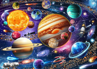 HUADADA Jigsaw Puzzles for Adults 1000 Pieces, Solar System Space Interlock Perfectly Letter on Back No Dust, Home Decor Birthday Party Toy for Men Women Elders Seniors (27.5"x19.6"), 1:1 Poster