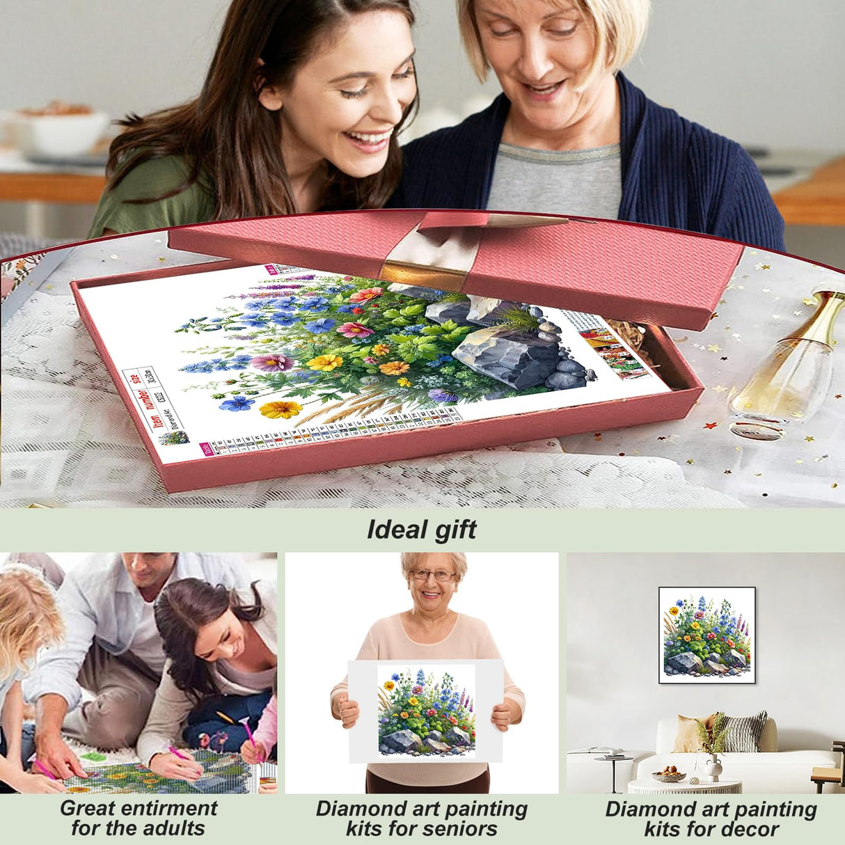 Acudotr Diamond Painting Kits for Adults, 5D DIY Flower Diamond Art Kits for Beginners, Full Drill Diamond Painting Kits for Home Wall Decor, 12x12 Inch Acudotr