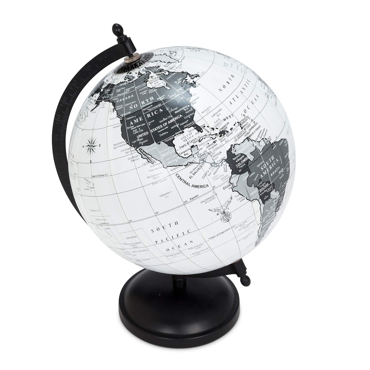 Abbott Collection 57-LATITUDE-19 Spinning Small Decorative Globe, Grey/Black, 11" H Abbott Collection