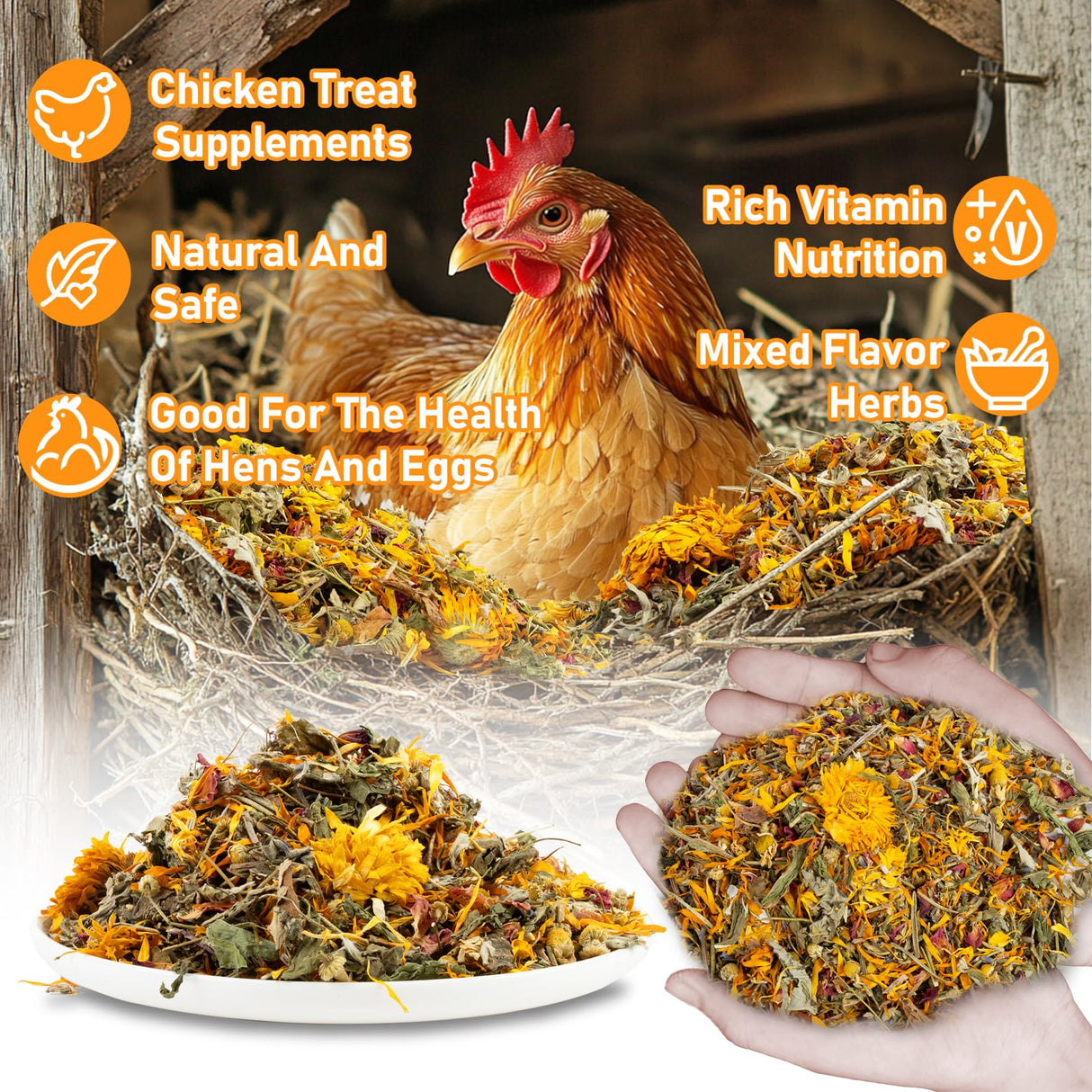 MAQIHAN 10oz Chicken Nesting Herbs - Dried Herb Layer Feed Coop and Run Insulation Roosting Bars for Box Pads Supplies Laying Hens Chicks Vacuum Packed Bedding Winter MAQIHAN