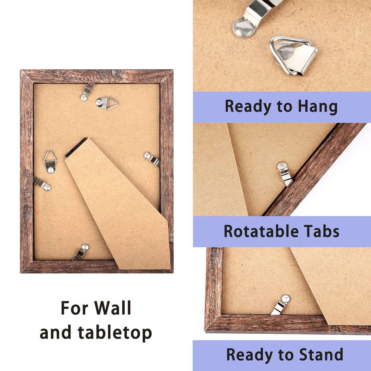 TOFOREVO Picture Frames 5x7 Set of 2 Rustic Wood Grain Photo Frame for Gallery Wall Mounting or Tabletop Display TOFOREVO