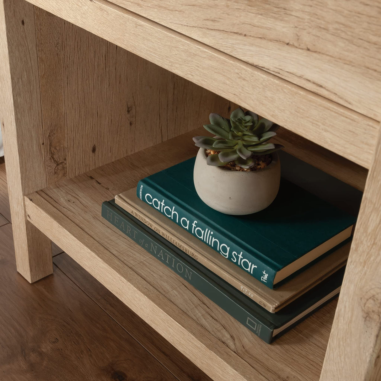 Sauder Pacific View 1-Drawer Night Stand, L: 21.5" x W: 17.48" x H: 25.83", Prime Oak finish Sauder