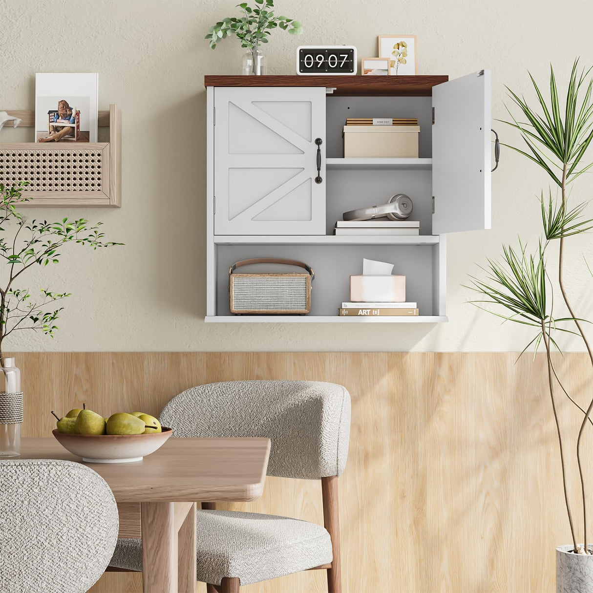 Smuxee Farmhouse Bathroom Cabinet Wall Mounted, Bathroom Medicine Cabinet with Adjustable Shelf, Bathroom Cabinet for Bathroom, Living Room, Laundry Room Smuxee