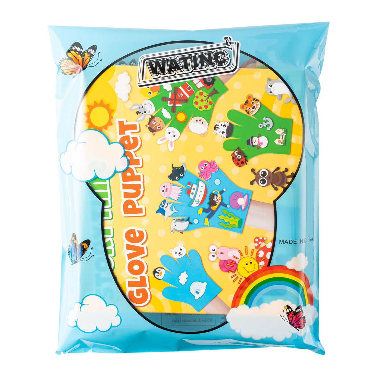 WATINC Animals Felt Story Finger Puppets - 5Pcs DTY Animal Storytelling Hand Puppet Felt Education Gift, Farm Insect Zoo Ocean Polar Animal Storytime Early Learning Role Play for Kids WATINC