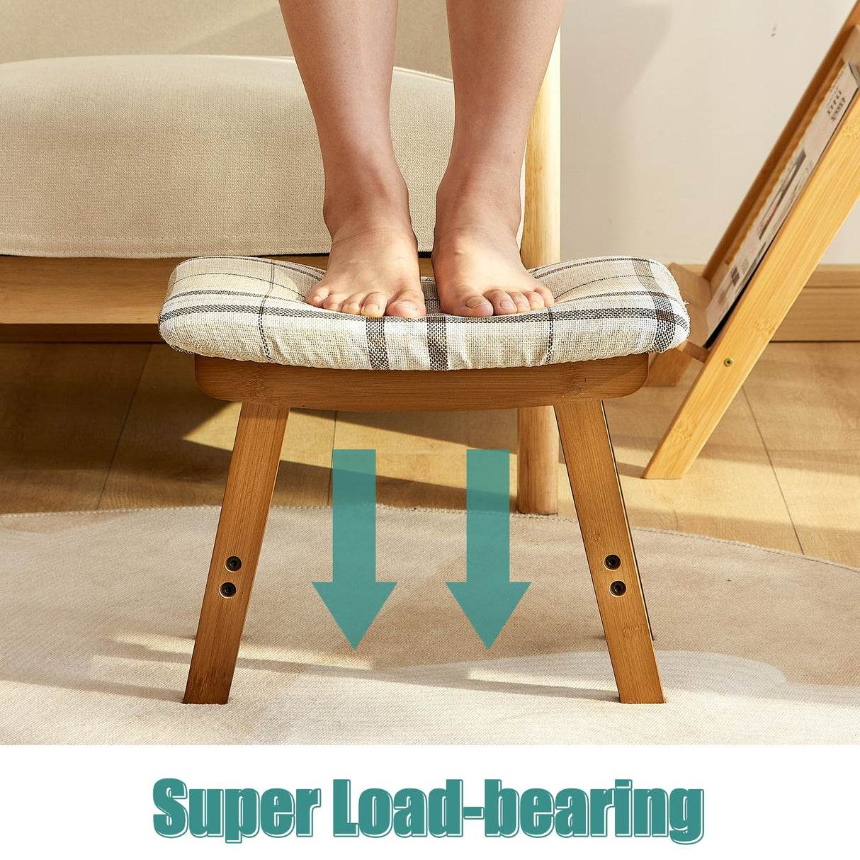 viewcare Foot Stools Ottoman, Small Foot Stool Ottoman, and Footstool, Wooden Foot Stool, Sofa Footrest Extra Seating for Living Room Entryway Office viewcare