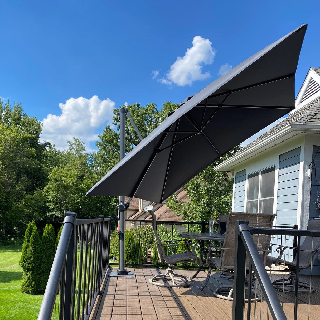 PURPLE LEAF 10 Feet Patio Umbrella Outdoor Cantilever Square Umbrella Aluminum Offset Umbrella with 360-degree Rotation for Garden Deck Pool Patio, Grey PURPLE LEAF