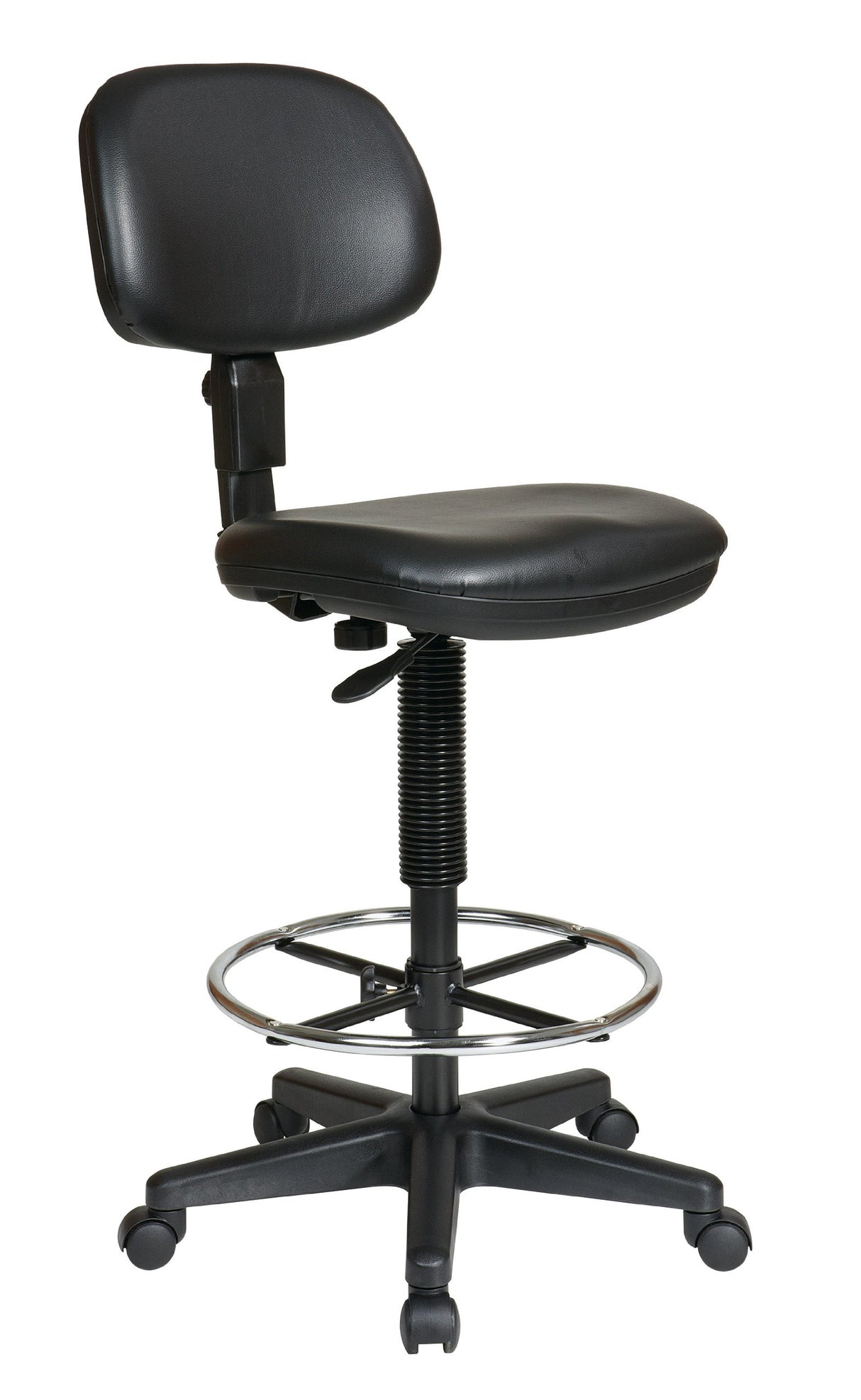 Office Star DC Series Adjustable Drafting Chair with Foot Ring and Sculptured Foam Seat, Black Vinyl Office Star Products