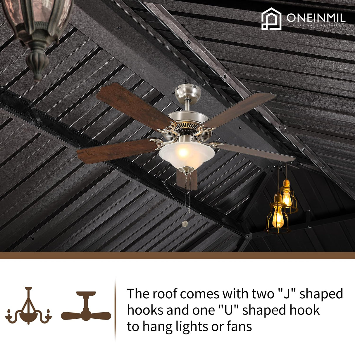 oneinmil 12x16FT Outdoor Gazebo, Heavy Duty Metal Double Roof Hardtop Gazebo with Aluminum Frame and Netting and Curtains for Patios oneinmil