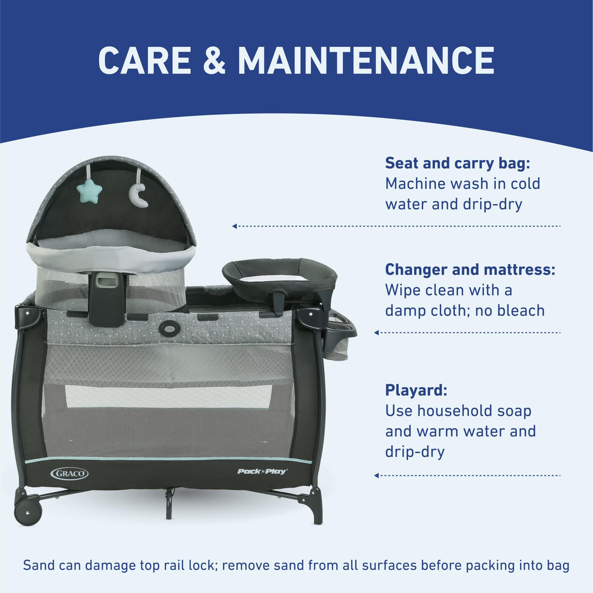 Graco Pack n Play Dome LX Playard with Baby Bassinet, Lightweight Portable Crib, Push-Button Fold Travel Crib, Redmond, Convertible Graco