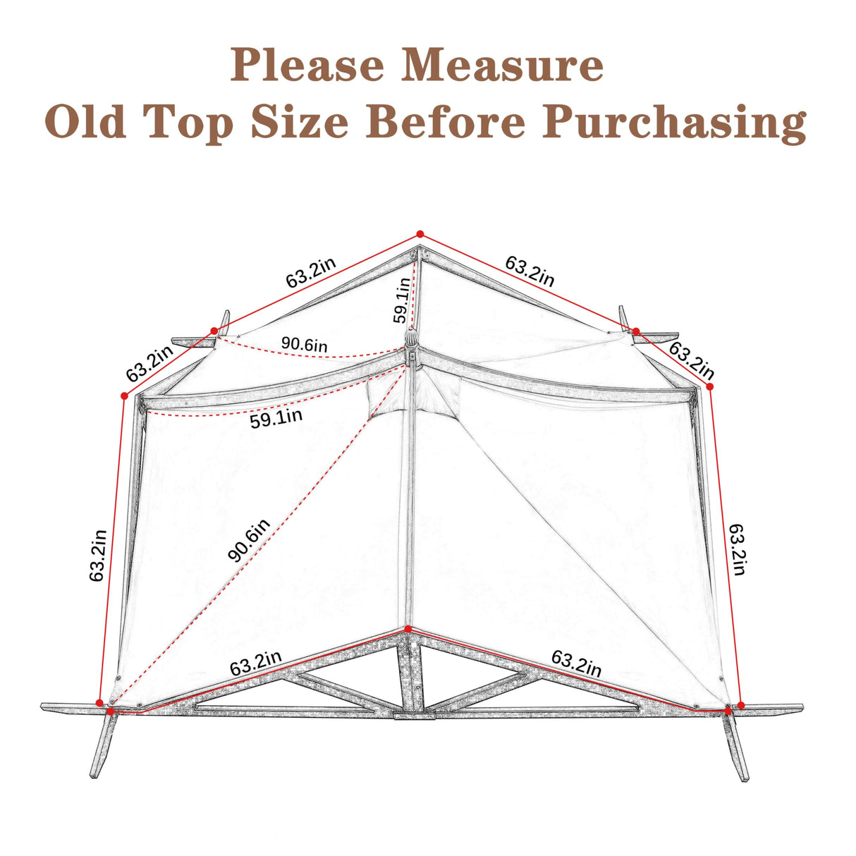SCOCANOPY Replacement Top Fit for Lowe's Allen Roth 10X10 Ft Gazebo Model #GF-12S039B / GF-9A037X,(Burgundy) SCOCANOPY