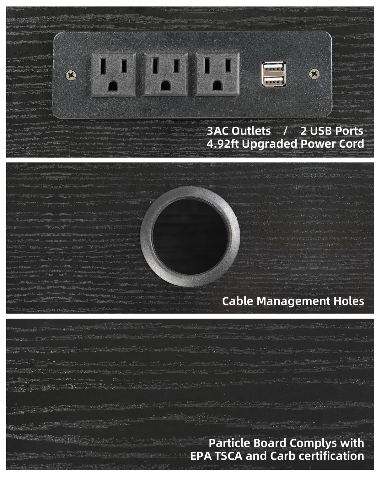 Vicodabo 55" Wall Mounted TV Cabinet with Power Outlet, Floating Wood Media Console for Audio, Video, Game Console, Modern Entertainment Center for Living Room & Bedroom, Black Vicodabo