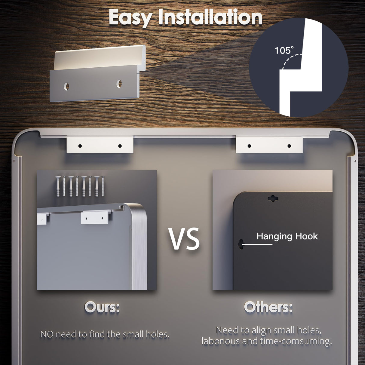 Yamazakura Silver Bathroom Mirror for Wall, 55x36 Inch Silver Framed Bathroom Vanity Mirror for Farmhouse Living Room Bedroom, Anti-Rust, Tempered Glass, Horizontal/Vertical Yamazakura