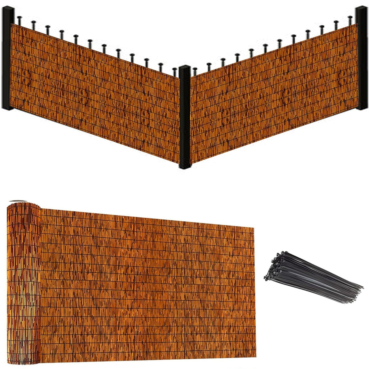Natural Reed Fencing Rolls, Decorative Bamboo Fencing 2ft 3ft 4ft 5ft 6ft High Roll Reed Screen Curtain, Bamboo Fencing for Outdoor Balcony Patio Garden Backyard Privacy(H0.61xL5m/H2xL16.4ft) JixCJHj
