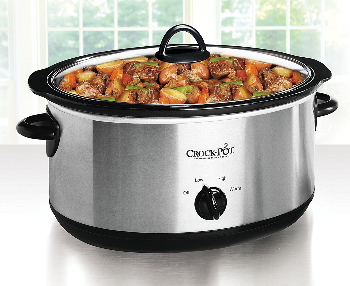 Crock-Pot 7 Quart Oval Manual Slow Cooker, Stainless Steel (SCV700-S-BR), Versatile Cookware for Large Families or Entertaining Crock-Pot