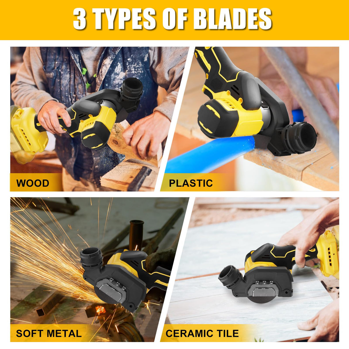 Cordless Cut Off Tool compatible with Dewalt 20V MAX Battery, AODERTI Rotorazer Saw Brushless and Compact, Tile Cutter 10,000RPM, 5 Saw 3” Blades for Metal, Wood, Tile and Plastic (Bare Tool Only) AODERTI